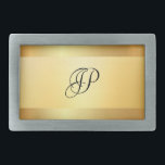 Boucle De Ceinture Rectangulaire Élégant Monogram Modèle Faux Gold Moderne tendance<br><div class="desc">Élégant Monogram Modèle Faux Gold Moderne et branché Boucle de ceinture de flamme.</div>