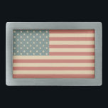 Boucle De Ceinture Rectangulaire Éteinte de la ceinture de drapeau américain<br><div class="desc">Les tons rouges,  bleus et crème confèrent à cette ceinture porte drapeau américain une allure rustique et vintage. Le design est issu de l'art original.</div>