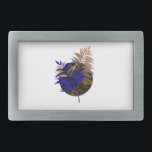Boucle De Ceinture Rectangulaire Ferme bleue sur cercle noir<br><div class="desc">Composition asymétrique,  inhabituelle,  florale d'or et ultramarine,  branche de fougère bleue avec cercle texturé noir sur arrière - plan blanc. Branche de fougères.</div>