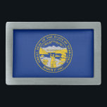 Boucle De Ceinture Rectangulaire Flag du Nebraska<br><div class="desc">Le drapeau de l'état du Nebraska patriotique.</div>