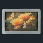 Boucle De Ceinture Rectangulaire Fleurs Jaunes Profondes et Lumineuses avec Papillo<br><div class="desc">Une magnifique photo de la nature de jolies fleurs lumineuses avec un seul papillon</div>