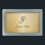 Boucle De Ceinture Rectangulaire Glamor Faux Gold Moderne Monogramme Modèle<br><div class="desc">Glamor Faux Gold Moderne Monogramme Modèle Belt Buckle.</div>