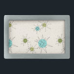 Boucle De Ceinture Rectangulaire Iconique Starbursts Belt Buckle<br><div class="desc">Ce motif à boucle de ceinture atomique emblématique de Starbursts atomique présente des étoiles atomiques emblématiques. C'est vrai ! L'ancienne école, arrière - plan crème avec des taches d'or est la toile de fond parfaite pour le céleri turquoise, apaisant, et les cercles kitsch vert poire. Les taches de couleur sont...</div>