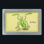 Boucle De Ceinture Rectangulaire Illustration drôle de mante verte en prière<br><div class="desc">Ce dessin présente notre jolie mante verte en prière illustrée dans un style de dessin animé heureux. Buggy fun !</div>