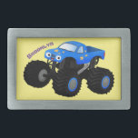 Boucle De Ceinture Rectangulaire Illustration d'un camion monstre bleu mou<br><div class="desc">Ce mignon camion monstre bleu est prêt pour l'action de course. Camionneur de course haute octane amusant dessiné dans le style de dessin animé heureux!</div>