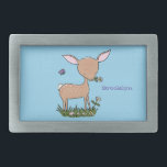 Boucle De Ceinture Rectangulaire Illustration d'une jolie dessin de cerf de bébé he<br><div class="desc">Notre mignonne faon de cerfs bruns est heureux de manger des fleurs dans la prairie.</div>