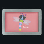 Boucle De Ceinture Rectangulaire Illustration d'une libellule bleu et rose<br><div class="desc">Cette jolie libellule bleue et rose est brillante et colorée !</div>