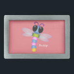 Boucle De Ceinture Rectangulaire Illustration d'une libellule bleu et rose<br><div class="desc">Cette jolie libellule bleue et rose est brillante et colorée !</div>