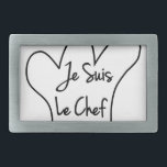 Boucle De Ceinture Rectangulaire Je Suis Le Chef<br><div class="desc">Casquette de chef,  toque blanche,  style dessin animé avec texte français.</div>