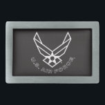 Boucle De Ceinture Rectangulaire Logo de la Force aérienne - Noir<br><div class="desc">Ce design présente l'emblématique logo de la Force aérienne contre un arrière - plan bleu frappant. Son look propre et patriotique incarne l'honneur, la fierté et la tradition de l'armée de l'air des États-Unis, ce qui en fait un modèle idéal pour montrer son soutien et son appréciation du service militaire....</div>