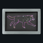 Boucle De Ceinture Rectangulaire Loup électrique<br><div class="desc">Une représentation néon d'un loup sur un arrière - plan noir Inspiré par les aurores boréales.</div>