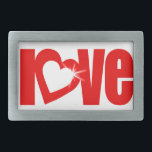 Boucle De Ceinture Rectangulaire "love" étincelle rouge rouge rouge clignotante<br><div class="desc">La boucle d'amour Slogan est conçue par Sarah Trett.</div>