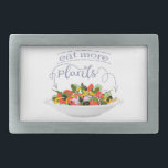 Boucle De Ceinture Rectangulaire Mangez plus de plantes frais motivation salade let<br><div class="desc">Plaque pleine de légumes et citation</div>