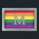 Boucle De Ceinture Rectangulaire Monogramme Gay pride arc-en-ciel 6 bandes initial<br><div class="desc">L'amour n'a pas de limites. Célébrez le mois de la Fierté de Juin et montrez votre soutien à la communauté LGBTQ avec cette boucle emblématique 6 bandes de ceinture gay pride arc-en-ciel avec un original monogramme personnalisé. Les couleurs rouge, orange, jaune, vert, bleu et violet sont un symbole reconnu de...</div>
