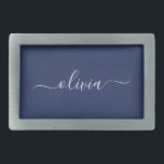 Boucle De Ceinture Rectangulaire Monogramme moderne bleu marine et blanc<br><div class="desc">Découvrez notre collection de monogrammes modernes bleu et blanc de la Marine : Élevez votre décor de maison avec notre collection sophistiquée avec un schéma de couleurs bleu marine et blanc contemporain. Chaque pièce est minutieusement conçue pour exsuder l'élégance et le style, parfait pour ajouter une touche de modernité à...</div>