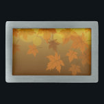 Boucle De Ceinture Rectangulaire Motif d'automne avec feuilles d'érable en chute et<br><div class="desc">Maple leaves and bokeh effect on autumn back</div>