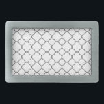 Boucle De Ceinture Rectangulaire Motif Quatrefoil classique<br><div class="desc">Motif simple en noir et blanc.</div>