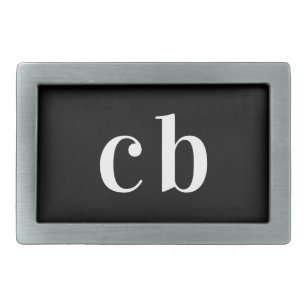 Boucle De Ceinture Rectangulaire Noir blanc initiales monogramme élégant moderne