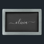 Boucle De Ceinture Rectangulaire Noir Blanc Moderne Minimaliste Élégant Monogramme<br><div class="desc">Découvrez notre collection minimaliste moderne de monogrammes noirs et blancs : Faites preuve de simplicité et de sophistication grâce à nos designs minimalistes, conçus pour élever votre style sans effort. Réalisée avec un oeil attentif pour l'esthétique moderne, cette collection présente des motifs noirs et blancs épurés accentués par des monogrammes...</div>