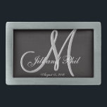 Boucle De Ceinture Rectangulaire Noir de base Mariage Fabrique Monogramme Grande va<br><div class="desc">Monogramme noir de base 3d. Découvrez cette 3d Monogram Basic Black design.Gothique noir cherchez votre soirée de mariage. Monogrammes,  texte et nom de mariée et de mariée sont faciles à changer selon vos besoins. Toutes les oeuvres et images ©nuptial.</div>
