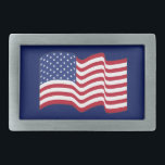 Boucle De Ceinture Rectangulaire Onde ceinture drapeau américain<br><div class="desc">Le design est d'art original.</div>
