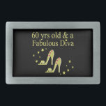 BOUCLE DE CEINTURE RECTANGULAIRE OR 60 ANS ET UNE DIVA FABULEUSE<br><div class="desc">Cette chatoyante reine de chaussures de 60 ans adorera notre design en or High Heels à 60e anniversaire T Shirts, Vêtements et cadeaux exceptionnels tels que bijoux, décor maison, articles de fête, tasses et plus encore. Surprenez votre magnifique enfant de 60 ans avec ce design élégant de 60ème anniversaire qu'elle...</div>