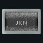 Boucle De Ceinture Rectangulaire Parties scintillant noire argent Monogramme Nom de<br><div class="desc">Parties scintillant à étincelle noire et argent Nom du monogramme Boucle de la ceinture. Cela rend la graduation parfaite, doux 16 16ème, 18ème, 21ème, 30ème, 40ème, 50ème, 60ème, 70ème, 80ème, 90ème, 100ème anniversaire, mariage, douche nuptiale, anniversaire, baby shower ou cadeau de fête de bachelorette pour quelqu'un qui aime les styles...</div>