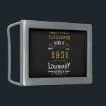 Boucle De Ceinture Rectangulaire Personnalisé 70e anniversaire Né 1951 Noir Vintage<br><div class="desc">Une boucle de ceinture personnalisée pour les personnes nées en 1951 et ayant 70 ans. Ajoutez le nom à ce design vintage de style rétro noir, blanc et or pour un cadeau de 70ème anniversaire personnalisé. Modifiez facilement le nom et l'année avec le modèle fourni. Un merveilleux cadeau d'anniversaire noir...</div>