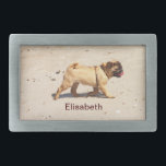 Boucle De Ceinture Rectangulaire petit chien carlin bébé à jouer ceinture<br><div class="desc">kleiner hund'am strand</div>