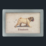 Boucle De Ceinture Rectangulaire petit chien carlin bébé à jouer ceinture<br><div class="desc">kleiner hund'am strand</div>