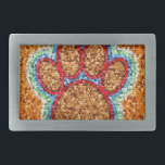 Boucle De Ceinture Rectangulaire Pot de chien basse<br><div class="desc">Image colorée d'un empreinte de patte de chien avec un faible effet poly. Design original avec art géométrique.</div>