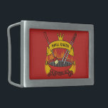 Boucle De Ceinture Rectangulaire Queen Grill<br><div class="desc">Barbecue grill sur le charbon de bois flamboyant,  bannière de défilement avec texte personnalisé sur les tonalités croisées et brosse. Couleur arrière - plan personnalisée.</div>