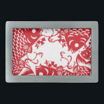 Boucle De Ceinture Rectangulaire Red Whirling Koi Carp Fish Group<br><div class="desc">Belles graphismes asiatiques d'un groupe de poissons Koi tourbillonnant.</div>