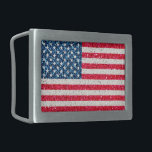 Boucle De Ceinture Rectangulaire Red White Bleu Patriotique Américain Flag Party<br><div class="desc">Parties scintillant drapeau américain. Design patriotique et festif avec rayures bleues rouges et étoiles brillantes texture.</div>