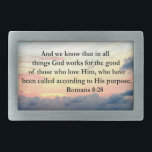BOUCLE DE CEINTURE RECTANGULAIRE ROMAINS 8:28 FOI<br><div class="desc">Montrez votre foi et votre espoir dans l'amour et les bénédictions de Dieu avec ce lever de soleil à couper le souffle sur l'océan design original photo avec le verset des Écritures inspirant Romans 8:28 sur Tee - shirts et Cadeaux. Dieu travaille pour le bien de ceux qui L'aiment. Ce...</div>