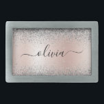 Boucle De Ceinture Rectangulaire Rose Gold<br><div class="desc">Or rose - Blush Rose et Argent Faux Foil Parties scintillant étincelante métallique brossé Monogramme Nom de la ceinture Boucle. Cela rend la graduation parfaite, doux 16 16ème, 18ème, 21ème, 30ème, 40ème, 50ème, 60ème, 70ème, 80ème, 90ème, 100ème anniversaire, mariage, douche nuptiale, anniversaire, baby shower ou cadeau de fête de bachelorette...</div>