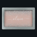 Boucle De Ceinture Rectangulaire Rose or rose rose pâle Parties scintillant argent<br><div class="desc">Rose Gold - Blush Pink and Silver Sparkle Parties scintillant Script Monogramme Nom Belt Buckle. Cela rend la graduation parfaite, doux 16 16ème, 18ème, 21ème, 30ème, 40ème, 50ème, 60ème, 70ème, 80ème, 90ème, 100ème anniversaire, mariage, douche nuptiale, anniversaire, baby shower ou cadeau de fête de bachelorette pour quelqu'un qui aime les...</div>