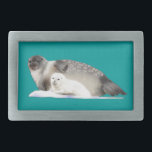 Boucle De Ceinture Rectangulaire Sceau annelé<br><div class="desc">Une mère Sceau annelé et petit sur une banquise. Comme pour les Ours polaires qui s'y attaquent, les mammifères marins comme le phoque annelé sont menacés par les changements causés par le changement climatique dans la banquise arctique. Le phoque annelé (Phoca hispida) est le phoque glacé le plus abondant et...</div>