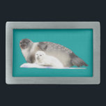 Boucle De Ceinture Rectangulaire Sceau annelé<br><div class="desc">Une mère Sceau annelé et petit sur une banquise. Comme pour les Ours polaires qui s'y attaquent, les mammifères marins comme le phoque annelé sont menacés par les changements causés par le changement climatique dans la banquise arctique. Le phoque annelé (Phoca hispida) est le phoque glacé le plus abondant et...</div>