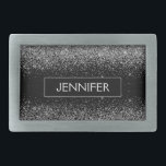 Boucle De Ceinture Rectangulaire Silver Black Parties scintillant Girl Monogramme N<br><div class="desc">Parties scintillant argentée et noire Monogramme Nom Boucle de la ceinture. Cela rend la graduation parfaite, doux 16 16ème, 18ème, 21ème, 30ème, 40ème, 50ème, 60ème, 70ème, 80ème, 90ème, 100ème anniversaire, mariage, douche nuptiale, anniversaire, baby shower ou cadeau de fête de bachelorette pour quelqu'un qui aime les styles glam luxe et...</div>