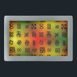 Boucle De Ceinture Rectangulaire Symboles Adinkra Aux Couleurs Africaines<br><div class="desc">Symboles Adinkra aux couleurs africaines dans l'arrière - plan. Design original.</div>