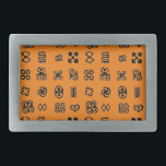 Boucle De Ceinture Rectangulaire Symboles africains Adinkra<br><div class="desc">Symboles africains Adinkra. Par Robert Sutherland Rattray,  1927. Motif noir et orange. Boucles de ceinture personnalisées. Idée cadeau.</div>