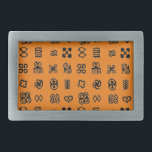 Boucle De Ceinture Rectangulaire Symboles africains Adinkra<br><div class="desc">Symboles africains Adinkra. Par Robert Sutherland Rattray,  1927. Motif noir et orange. Boucles de ceinture personnalisées. Idée cadeau.</div>