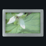 Boucle De Ceinture Rectangulaire trillium blanc avec verdure<br><div class="desc">trillium blanc avec verdure</div>