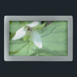 Boucle De Ceinture Rectangulaire trillium blanc avec verdure<br><div class="desc">trillium blanc avec verdure</div>