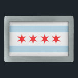 Boucle De Ceinture Rectangulaire Ville de Chicago Drapeau souvenir<br><div class="desc">Design rectangulaire basé sur le drapeau de Chicago avec des rayures blanches, bleu clair et étoiles rouges. Si vous souhaitez ajouter un message texte personnalisé, vous pouvez associer les couleurs avec les codes FF0000 pour le rouge, B3DDF2 pour le bleu clair, ou même le blanc. Créez un cadeau pour l'un...</div>