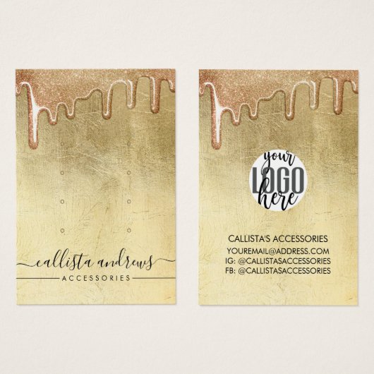 Boucle d'oreille avec logo et gouttes de paillette (Devant & derrière)