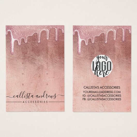 Boucle d'oreille Logo avec Drips de Paillettes Épa (Devant & derrière)