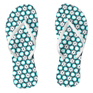 Boucles à tongs bleu et blanc Aqua Floral