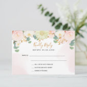Boucles d'aquarelle rose blanc Mariage RSVP (Debout devant)